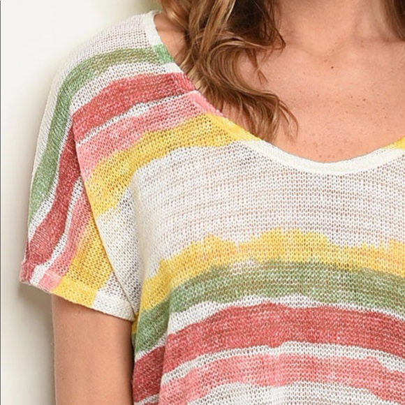 💕 Multi-color Stripes Knitted Top - Picture 4 of 6